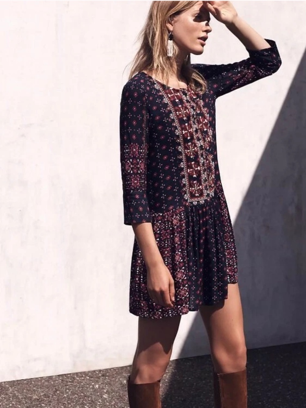 ·Anthropologie·Vanessa Virginia Kaleidoscope Embrodiered Beaded Drop-Waist Dress